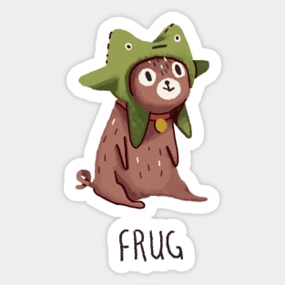 Pug in a frog costume.. Frug. Sticker